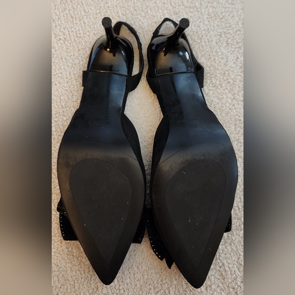 ZARA Women's Studded Bow Slingback Heels, Black, size 40/9.5, Suede - Picture 3 of 3